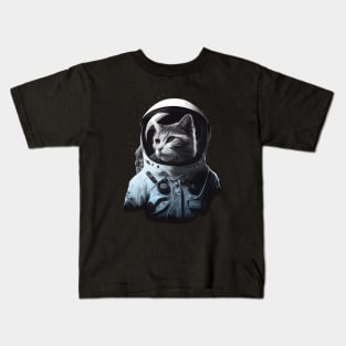 Tabby Cat Astronaut, Cute Funny Sci-Fi Cat Lovers Design Kids T-Shirt